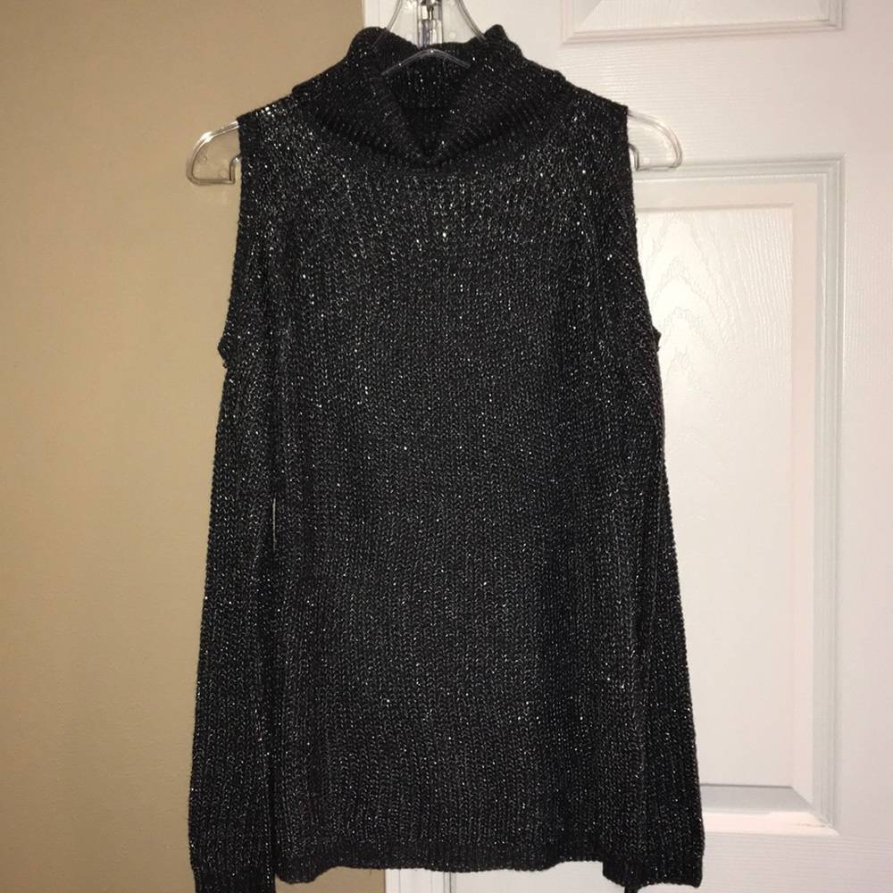 Charcoal cold shoulder sweater